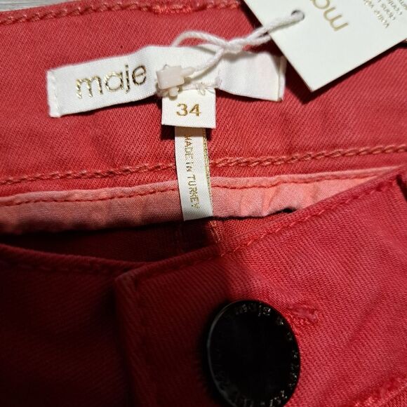 Maje Broder Tomette Skinny Jeans Size 24 Red NWT - Picture 5 of 13